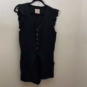 CHASER black romper with wooden buttons